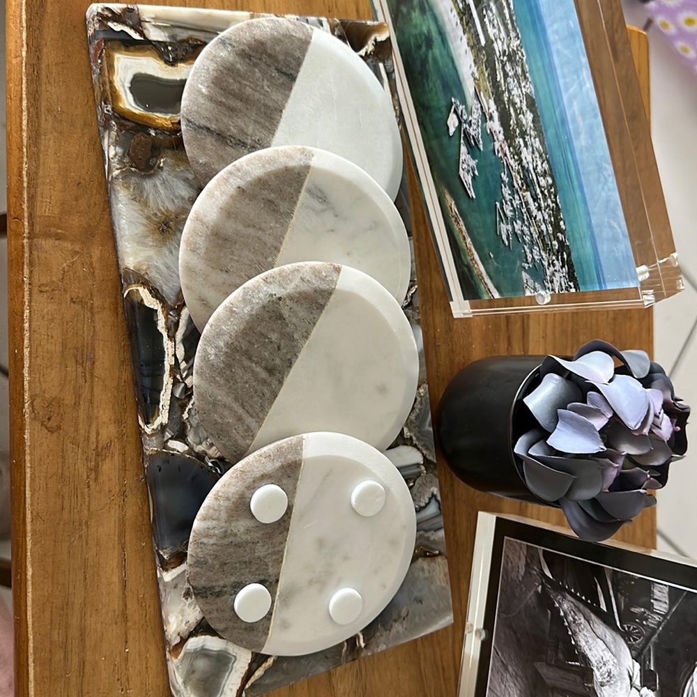 Marble Stone coasters. Never used. No rings or water marks.